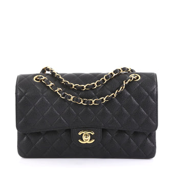 Chanel Classic Double Flap Bag Quilted Caviar Medium Black 432491