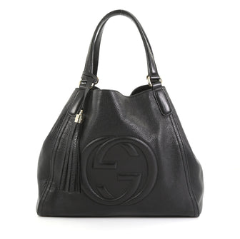 Gucci Soho Shoulder Bag Leather Medium Black 432654