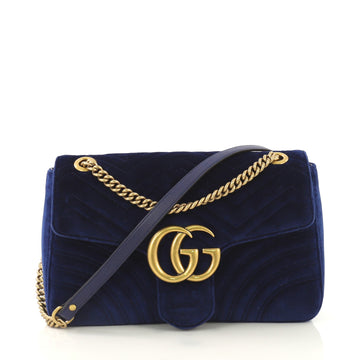 Gucci GG Marmont Flap Bag Matelasse Velvet Medium - 43265/6