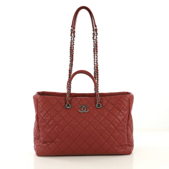 Chanel Coco Handle Shopping Tote Quilted Caviar Large Red 432672