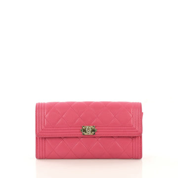 Chanel Boy Flap Wallet Quilted Lambskin Long