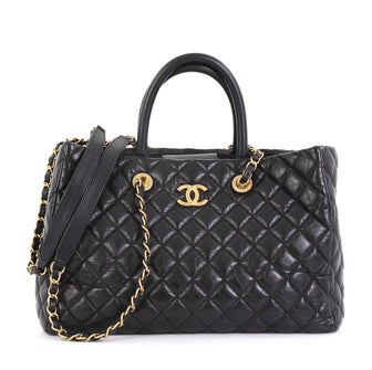 Chanel Coco Handle Shopping Tote Quilted Aged Calfskin Large