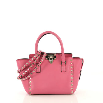 Valentino Rockstud Tote Rigid Leather Mini Pink 432804