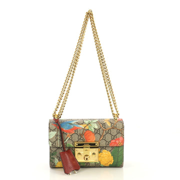 Gucci Padlock Shoulder Bag Tian Print GG Coated Canvas Small Red 43283/01