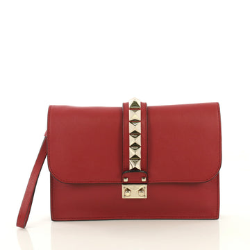 Valentino Glam Lock Clutch Leather Red 433084