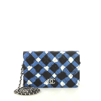 Chanel Airlines Wallet on Chain Quilted Printed Leather White 433201