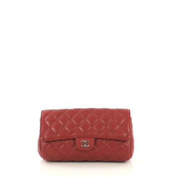 Flap Zip Cosmetic Case Quilted Lambskin Medium