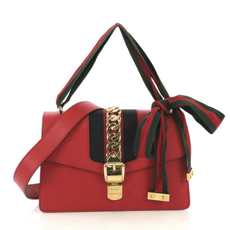 Gucci Sylvie Shoulder Bag Leather Small Red 433222