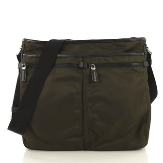Prada Buckle Messenger Bag Tessuto Medium Green 433272