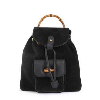 Gucci Vintage Bamboo Backpack Suede Mini Black 433276