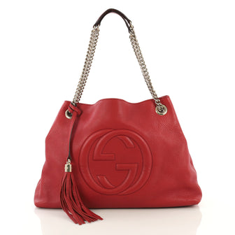 Gucci Soho Chain Strap Shoulder Bag Leather Medium Red 433401