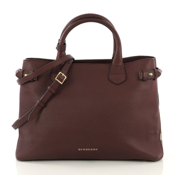 Burberry Banner Convertible Tote Leather and House Check Canvas Medium Purple 433403