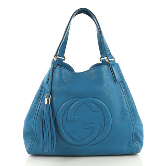 Gucci Soho Shoulder Bag Leather Medium Blue 433412