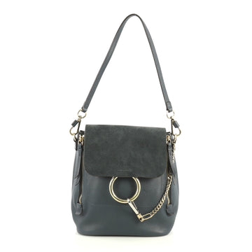 Chloe Faye Backpack Leather and Suede Medium Blue 433441
