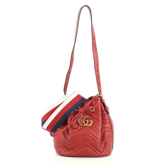 Gucci GG Marmont Bucket Bag Matelasse Leather Small Red 433451