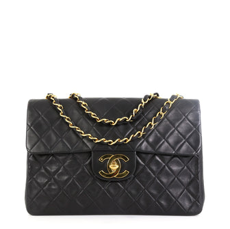 Chanel Vintage Classic Single Flap Bag Quilted Lambskin Maxi Black 433491