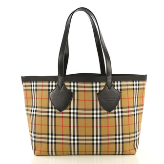 Burberry Reversible Giant Tote Vintage Check Canvas Medium Brown 433571