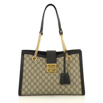 Gucci Padlock Chain Tote GG Coated Canvas Medium Brown 433653