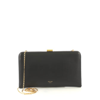 Celine Clasp Wallet on Chain Leather Large Black 4338101