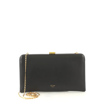Celine Clasp Wallet on Chain Leather Large Black 4338101