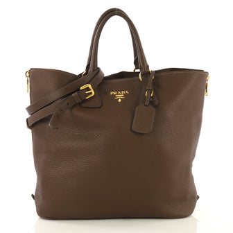 Prada Convertible Shopper Tote Vitello Daino Large Brown 433831