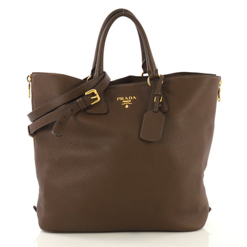 Prada Convertible Shopper Tote Vitello Daino Large Brown 433831
