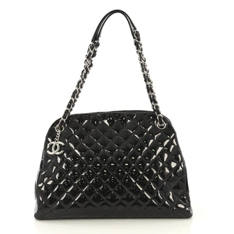 Chanel Just Mademoiselle Bag Quilted Patent Large Black 433846