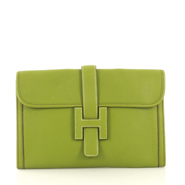 Hermes Jige Clutch Togo PM Green 433923