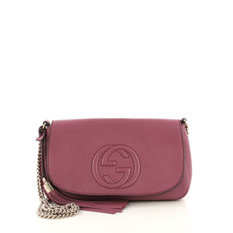 Gucci Soho Chain Crossbody Bag Leather Medium Purple 433931
