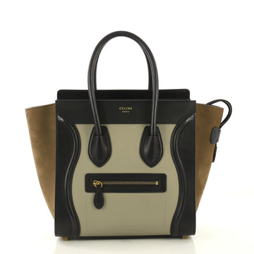 Celine Tricolor Luggage Handbag Leather Micro Black 433981