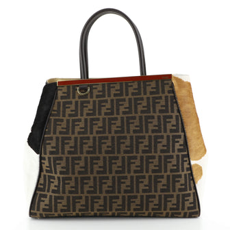 Fendi 2Jours Bag Zucca Canvas and Calf Hair Large Brown 434182