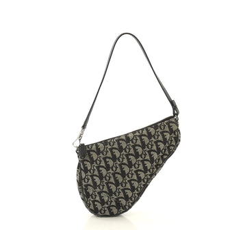 Christian Dior Vintage Saddle Bag Diorissimo Canvas Mini Black 4342217