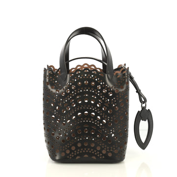 Alaia Bucket Bag Laser Cut Leather Mini Black 434322