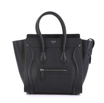 Celine Luggage Handbag Grainy Leather Micro Black 434471