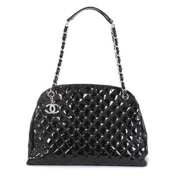 Chanel Just Mademoiselle Bag Quilted Patent Large Black 434484