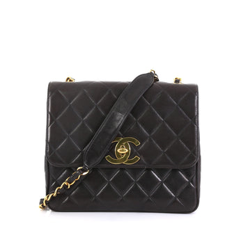 Chanel Vintage Square CC Flap Bag Quilted Lambskin Medium Black 434521