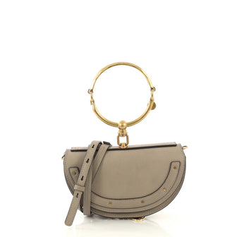 Chloe Nile Crossbody Bag Leather Mini Gray 4345302