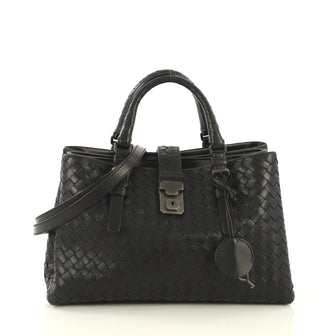 Bottega Veneta Roma Handbag Intrecciato Nappa Small Black 4345303