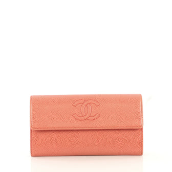 Chanel Timeless CC Flap Wallet Caviar Long Orange 434633