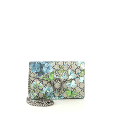 Gucci Dionysus Chain Wallet Blooms Print GG Coated Canvas Small Blue 4...