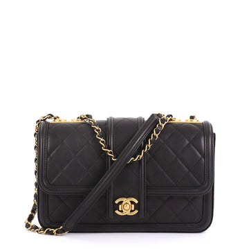 Chanel Elegant CC Flap Bag Quilted Lambskin Medium Black 434821