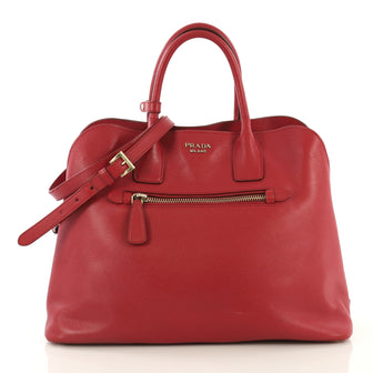 Prada Cuir Promenade Front Zip Tote Saffiano Leather Large Red 434891