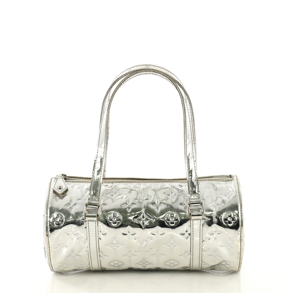 Authentic Limited Edition Louis Vuitton Silver Mirror Papillon 26 Handbag