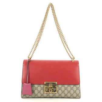 Gucci Padlock Shoulder Bag GG Coated Canvas and Leather Medium Red 434944