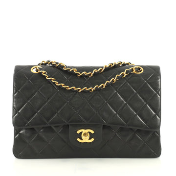 Chanel Vintage Classic Double Flap Bag Quilted Lambskin Medium Black 435041