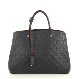 Louis Vuitton Montaigne Handbag Monogram Empreinte Leather GM Blue 435051