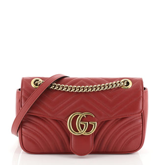 Gucci GG Marmont Flap Bag Matelasse Leather Small Red 4352010