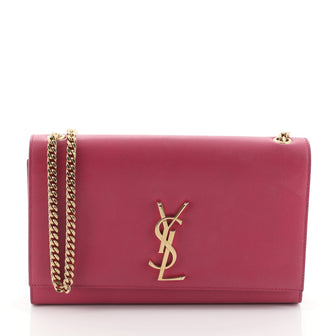 Saint Laurent Classic Monogram Crossbody Bag Grainy Leather Medium Pink 435201