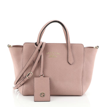 Gucci Swing Crossbody Bag Pebbled Leather Mini Pink 435205