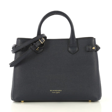 Burberry Banner Convertible Tote Leather and House Check Canvas Medium Blue 435272